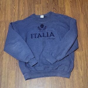 Italia Firenze Made in Italy Sweatshirt Woman's XXL Cotton Navy Embroidered B87